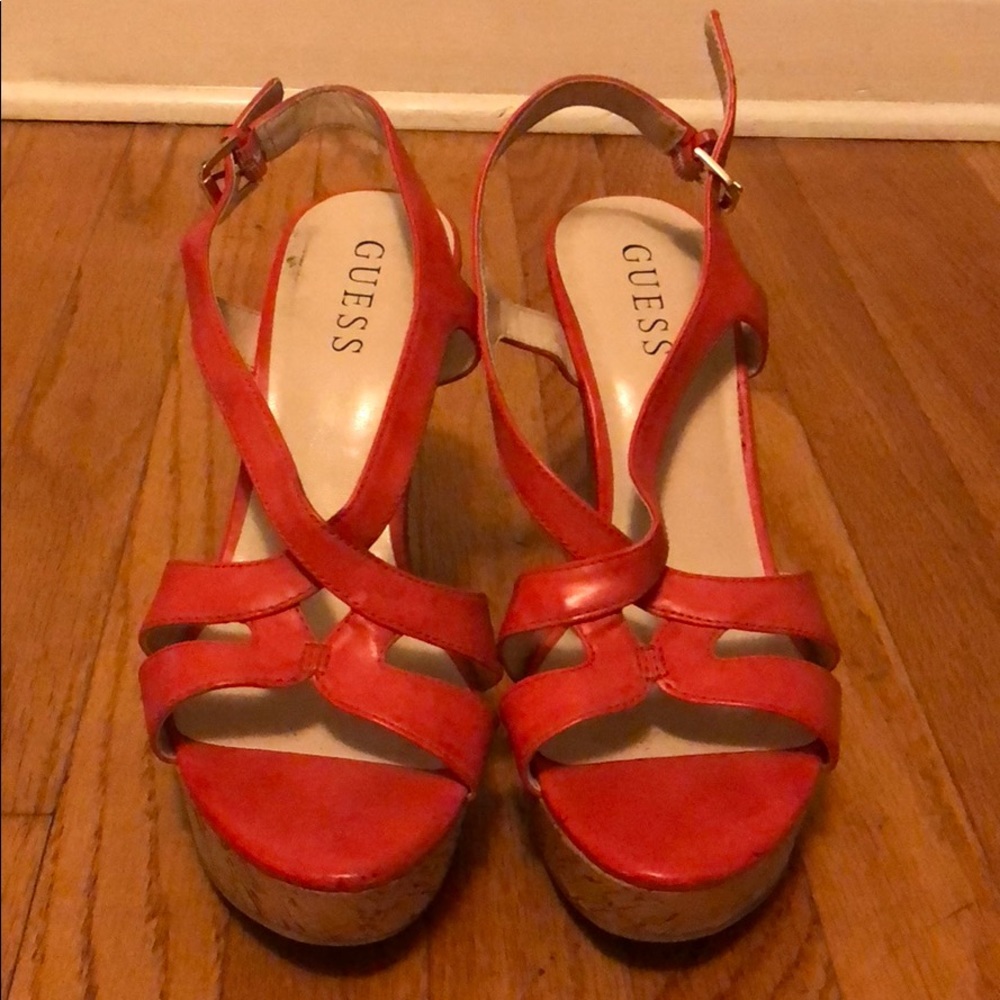 Guess leather/cork wedges